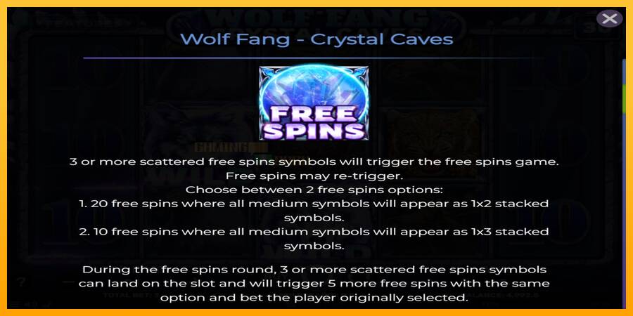 Wolf Fang - Crystal Caves игрална машина за пари, снимка 5