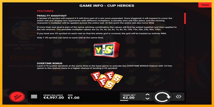 Cup Heroes игрална машина за пари, снимка 4