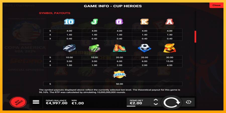 Cup Heroes игрална машина за пари, снимка 5