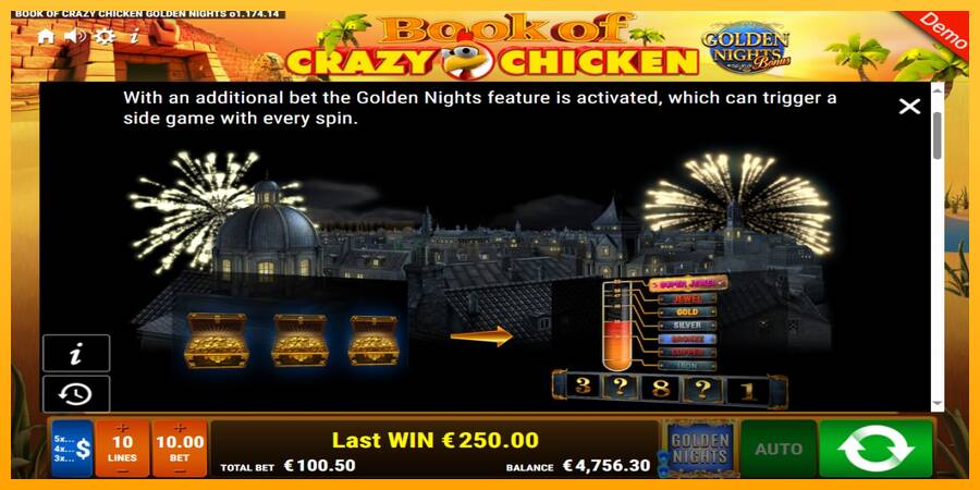 Book of Crazy Chicken Golden Nights игрална машина за пари, снимка 6