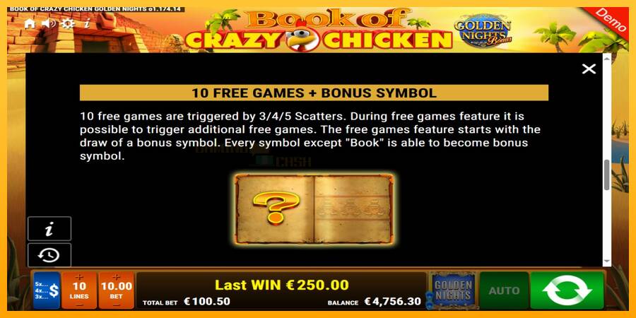 Book of Crazy Chicken Golden Nights игрална машина за пари, снимка 8