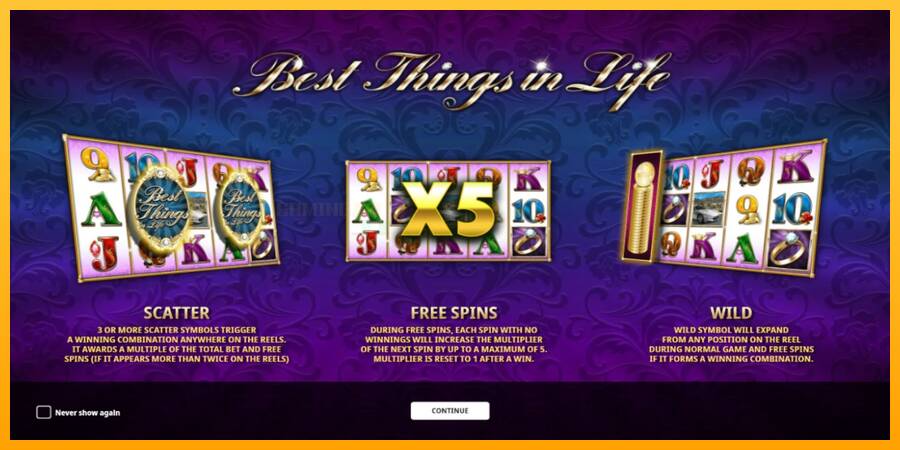 Best Things in Life игрална машина за пари, снимка 1