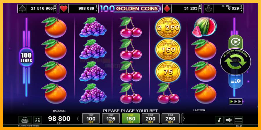 100 Golden Coins игрална машина за пари, снимка 2