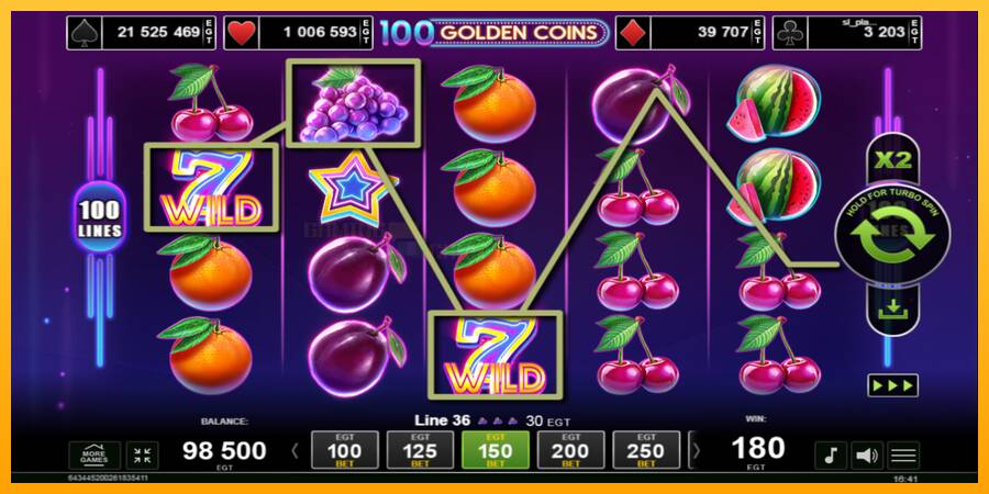 100 Golden Coins игрална машина за пари, снимка 3