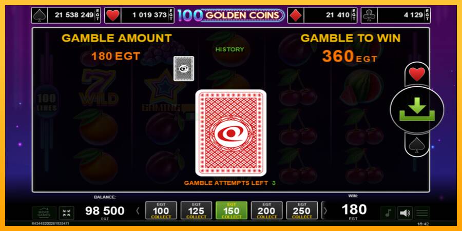 100 Golden Coins игрална машина за пари, снимка 4