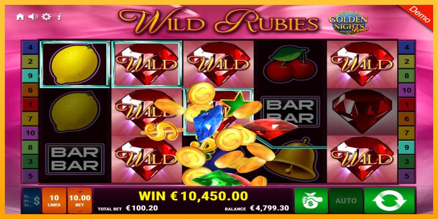 Wild Rubies Golden Nights игрална машина за пари, снимка 3