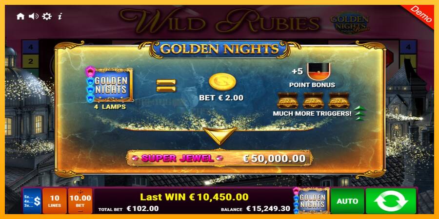 Wild Rubies Golden Nights игрална машина за пари, снимка 5