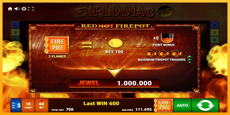 Explodiac Red Hot Firepot игрална машина за пари, снимка 6