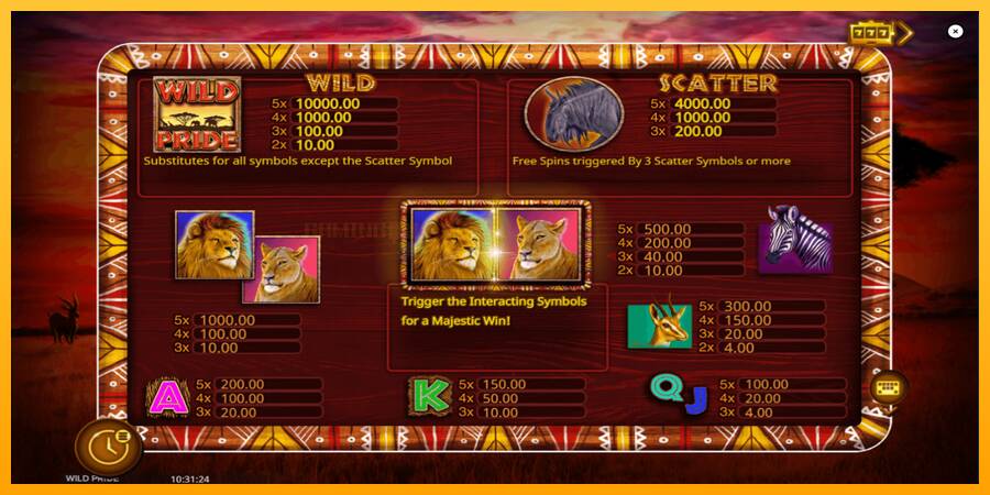 Wild Pride игрална машина за пари, снимка 5