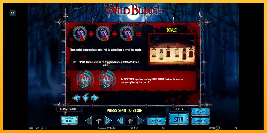 Wild Blood игрална машина за пари, снимка 9