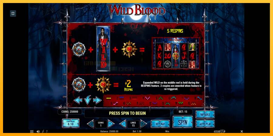 Wild Blood игрална машина за пари, снимка 10