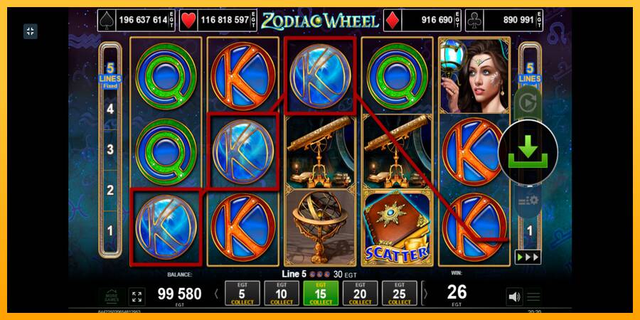 Zodiac Wheel игрална машина за пари, снимка 5