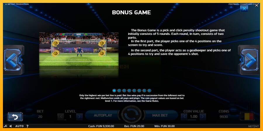 Football Champions Cup игрална машина за пари, снимка 5