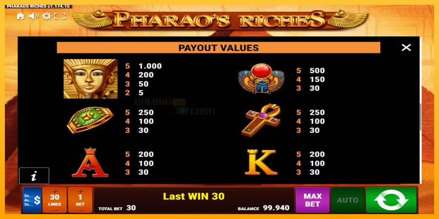 Pharaos Riches игрална машина за пари, снимка 7