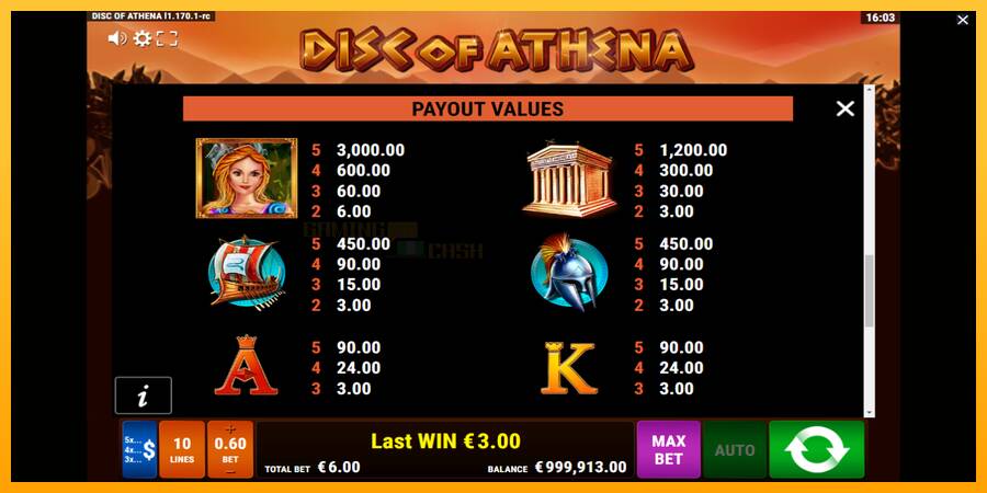 Disc of Athena игрална машина за пари, снимка 7