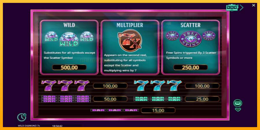 Wild Diamond 7x игрална машина за пари, снимка 5