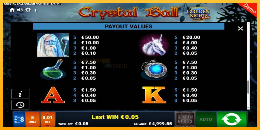 Crystal Ball Golden Nights игрална машина за пари, снимка 6