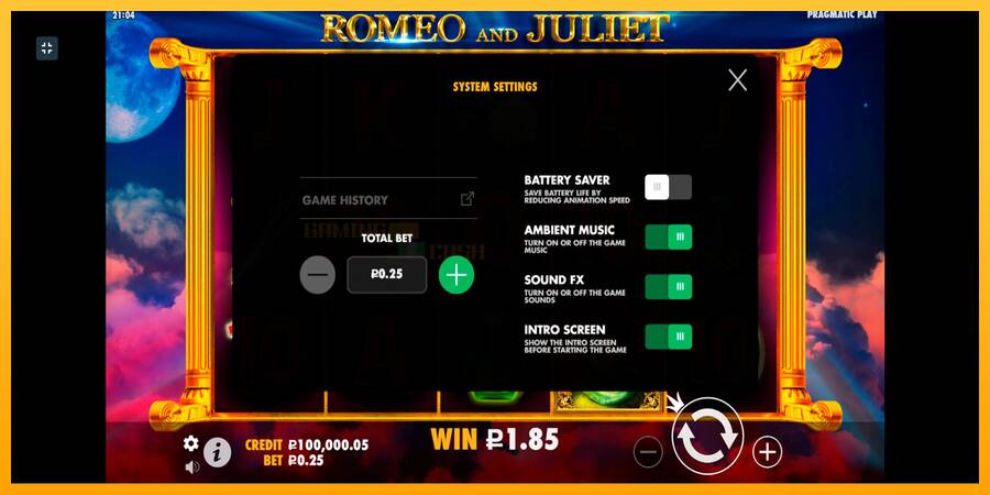 Romeo and Juliet игрална машина за пари, снимка 4