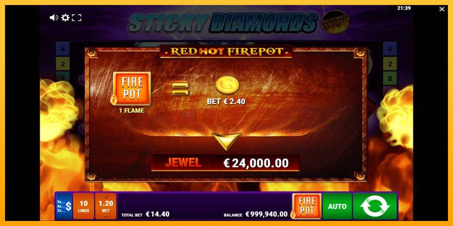 Sticky Diamonds Red Hot Firepot игрална машина за пари, снимка 4