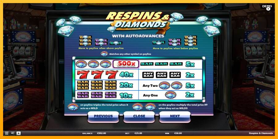 Respins Diamonds игрална машина за пари, снимка 5