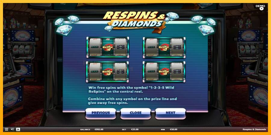 Respins Diamonds игрална машина за пари, снимка 6