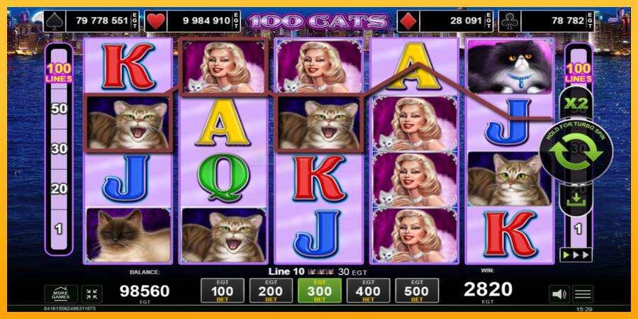 100 Cats игрална машина за пари, снимка 3