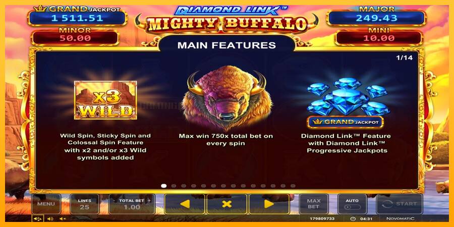 Diamond Link Mighty Buffalo игрална машина за пари, снимка 3