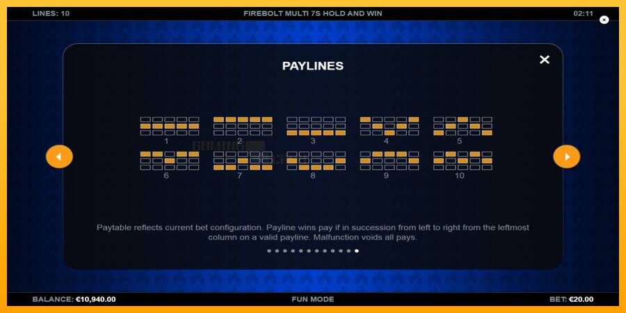 Firebolt Multi 7s Hold and Win игрална машина за пари, снимка 7