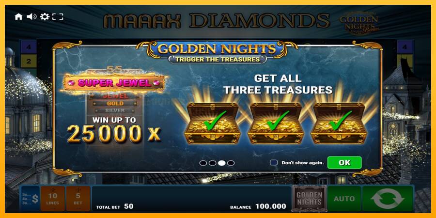 Maaax Diamonds Golden Nights игрална машина за пари, снимка 1