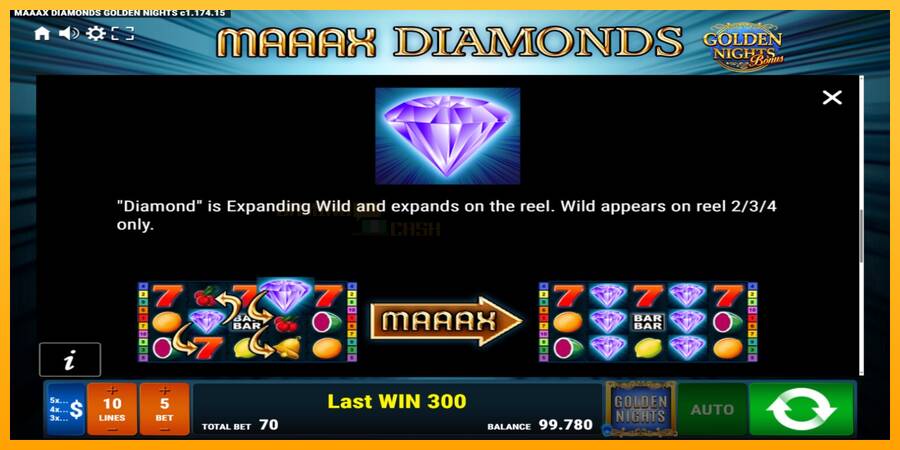 Maaax Diamonds Golden Nights игрална машина за пари, снимка 6