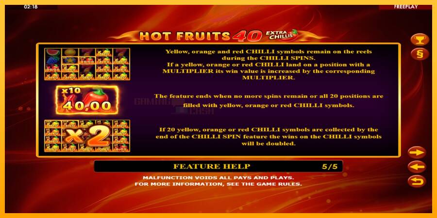 Hot Fruits 40 Extra Chillis игрална машина за пари, снимка 6