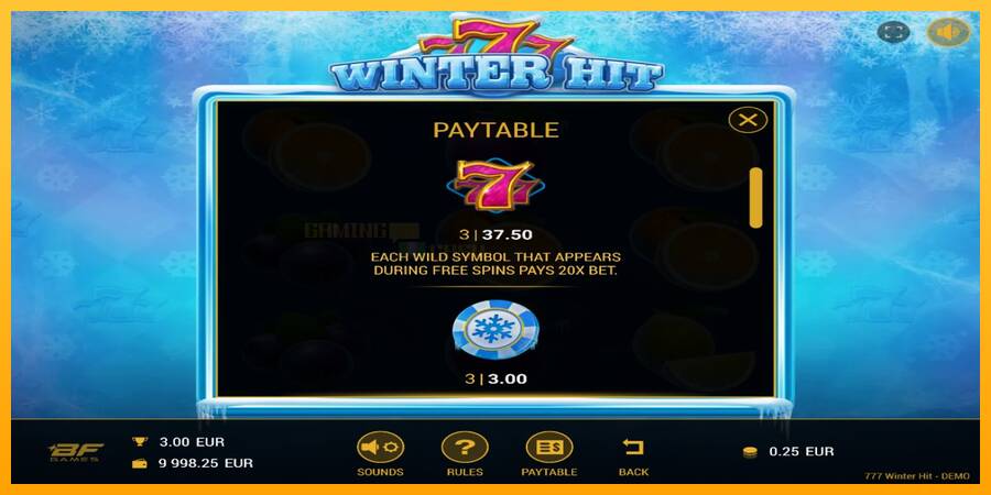 777 Winter Hit игрална машина за пари, снимка 3