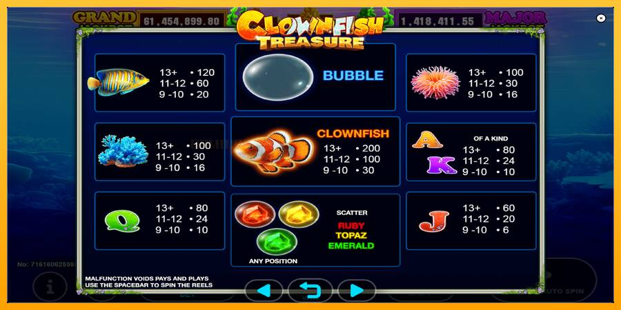 Clown Fish Treasure игрална машина за пари, снимка 5