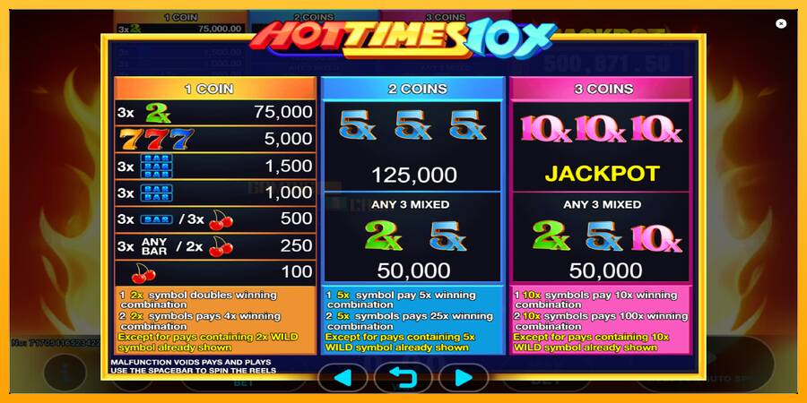 Hot Times 10x игрална машина за пари, снимка 5