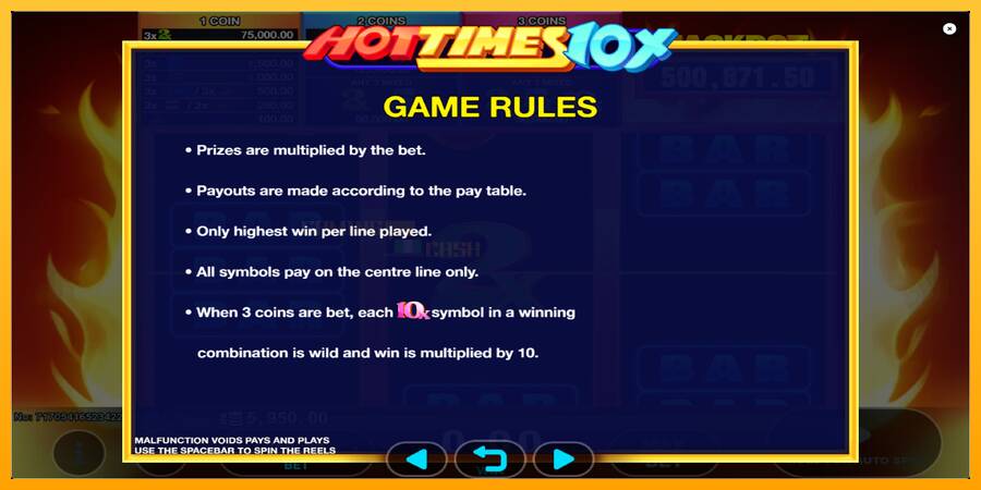 Hot Times 10x игрална машина за пари, снимка 6