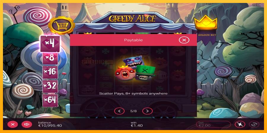 Greedy Alice игрална машина за пари, снимка 4