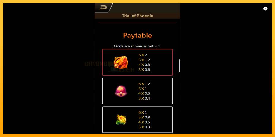 Trial of Phoenix игрална машина за пари, снимка 6