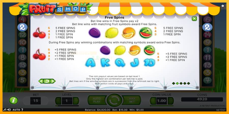 Fruit Shop игрална машина за пари, снимка 5