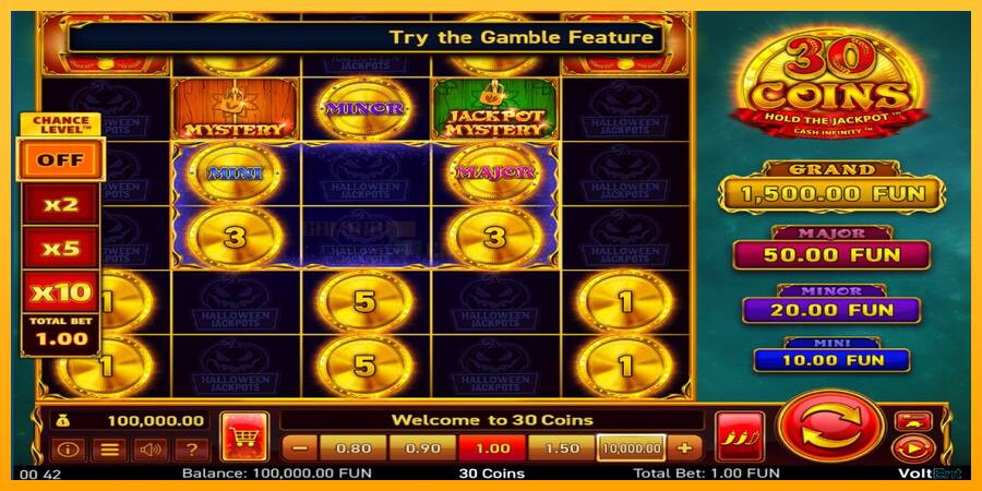 30 Coins Halloween Jackpots игрална машина за пари, снимка 1