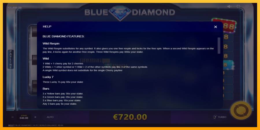 Blue Diamond игрална машина за пари, снимка 5