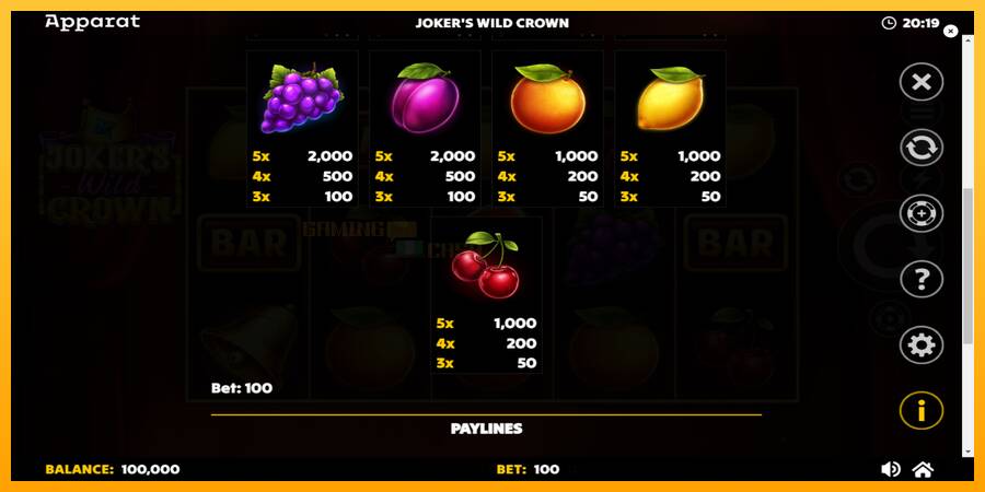 Jokers Wild Crown Diamond Treasures игрална машина за пари, снимка 6