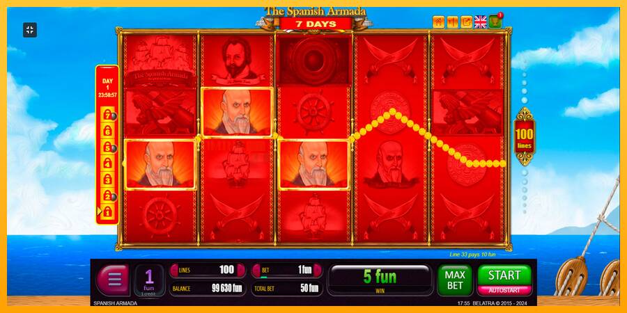 7 Days Spanish Armada игрална машина за пари, снимка 3