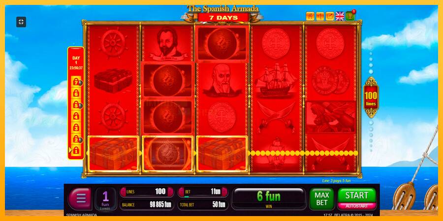 7 Days Spanish Armada игрална машина за пари, снимка 8