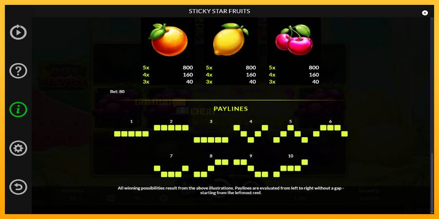 Sticky Star Fruits игрална машина за пари, снимка 7