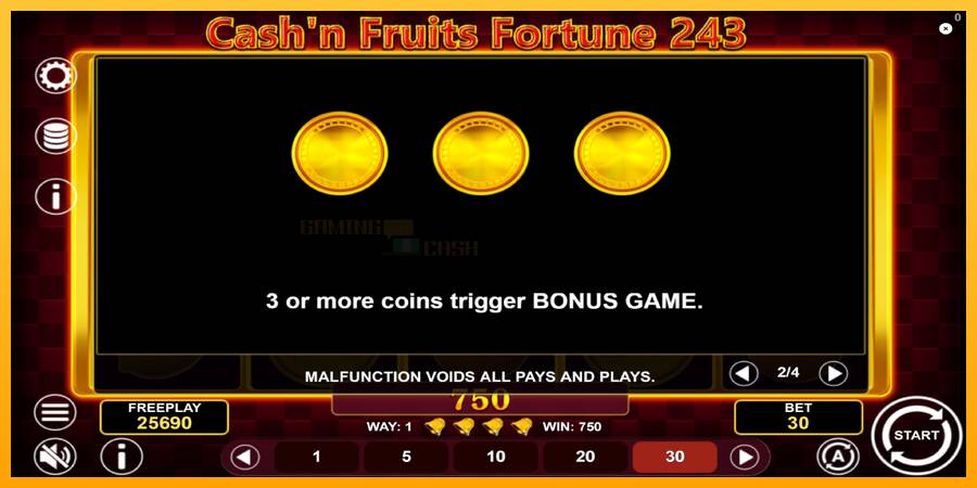 Cashn Fruits Fortune 243 игрална машина за пари, снимка 7