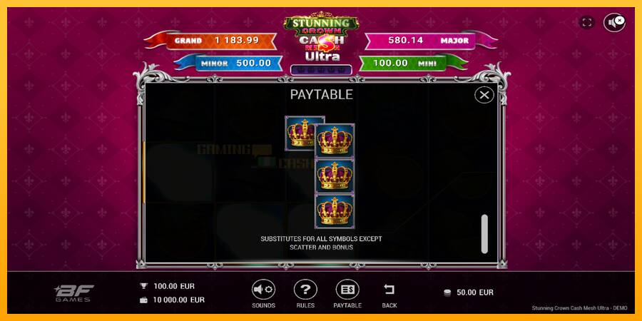 Stunning Crown Cash Mesh Ultra игрална машина за пари, снимка 6