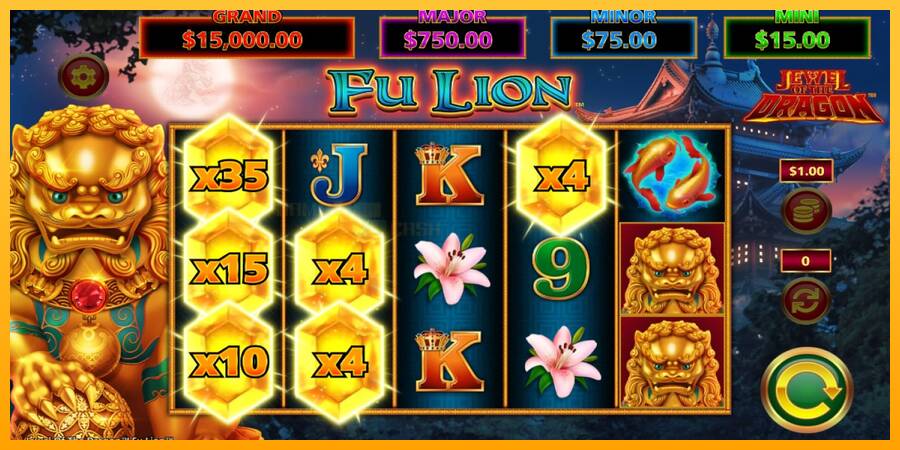 Jewel of the Dragon Fu Lion игрална машина за пари, снимка 2